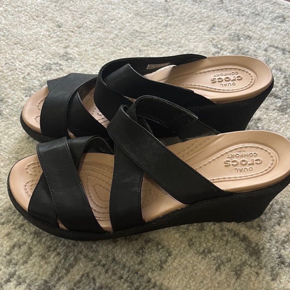 Crocs Women's Black Wedge Sandals